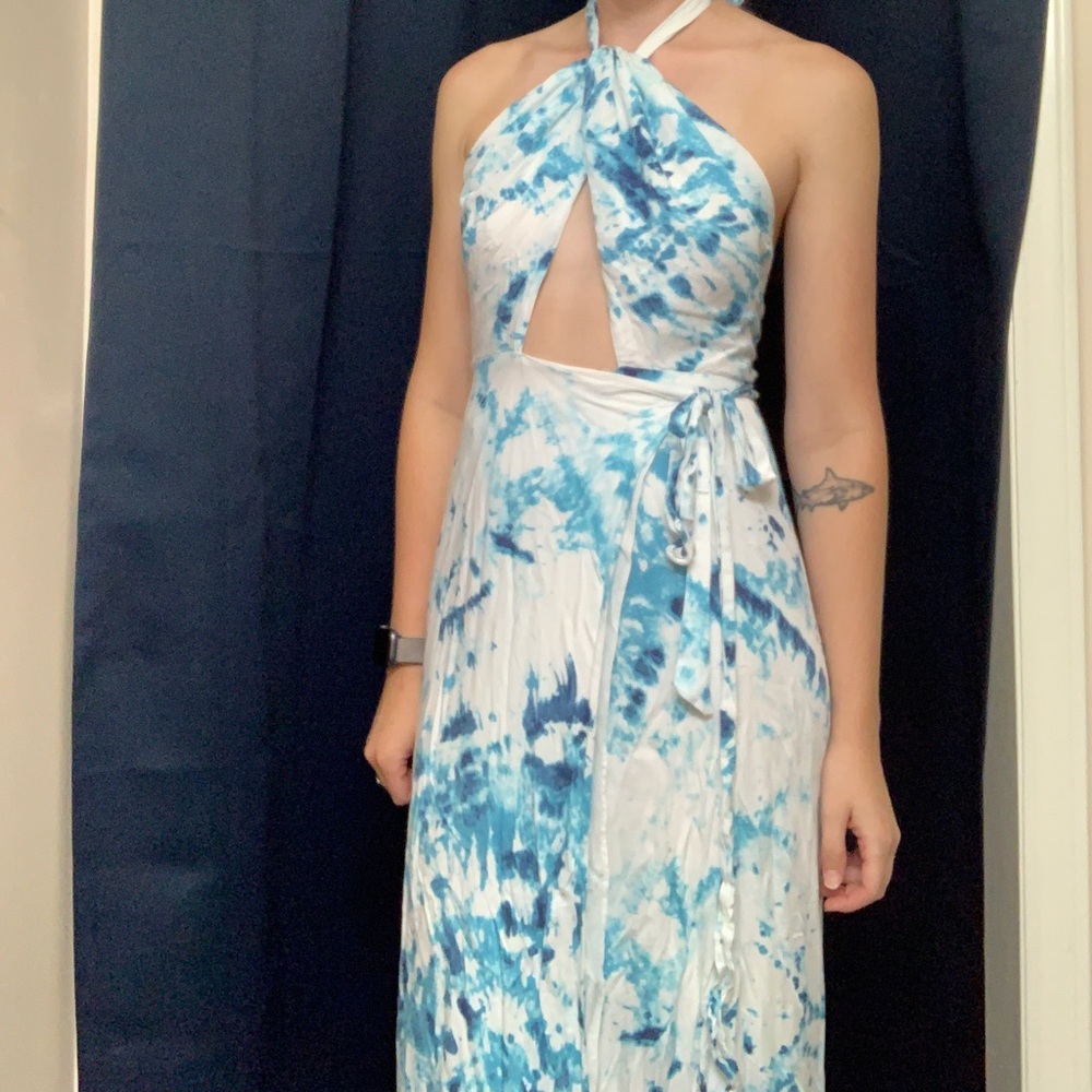 Sexy Cut Out Halter Backless Wrap Dress